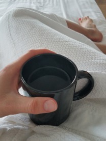 Coffee-in-robe-without-kids-talking-to-or-touching-me time. Ahhh.